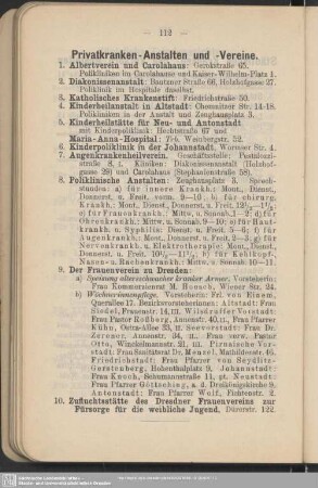 Privatkranken-Anstalten und Vereine