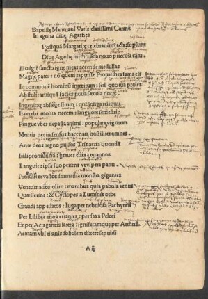 Baptistae Mantuani Vatis clarissimi Carmen In agona divae Agathes