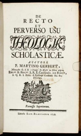 De Recto Et Perverso Usu Theologiæ Scholasticæ