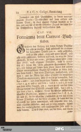 Cap. VII. Formirung derer Current-Buchstaben.