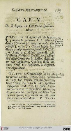 Cap. V: De reliquis ad Getam spectantibus