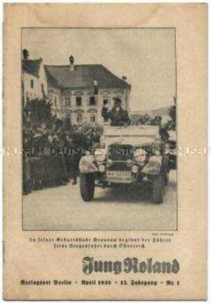 Jugendzeitschrift "Jung Roland" u.a. zum "Anschluss" Österreichs (Titelfoto)