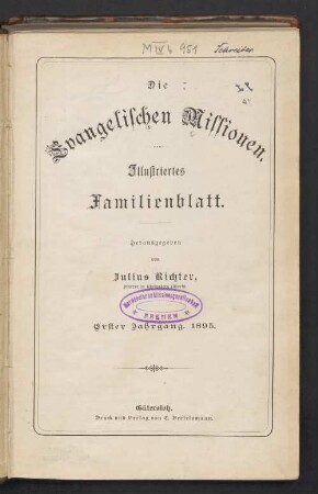 1.1895: Die Evangelischen Missionen : ill. Familienbl. : Zeitschr. d. Deutschen Evangelischen Missions-Hilfe