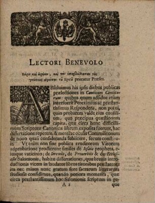 Dissertatio Philologico-Theologica De Cantico Canticorvm Salomonis