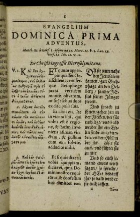 Evangelium Dominica Prima Adventus.