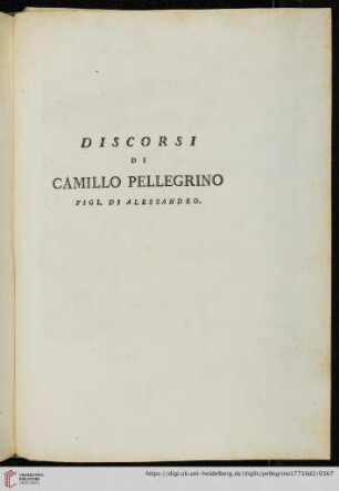 Discorsi di Camillo Pellegrino Figl. di Alessandro