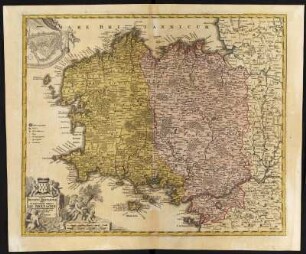 Karte der Bretagne, Frankreich, 1:630 000, Kupferstich, 1762. - Aus: Atlas mapparum geographicarum generalium & specialium Centum Foliis compositum et quotidianis usibus accommodatum - Norimbergae, 1791
