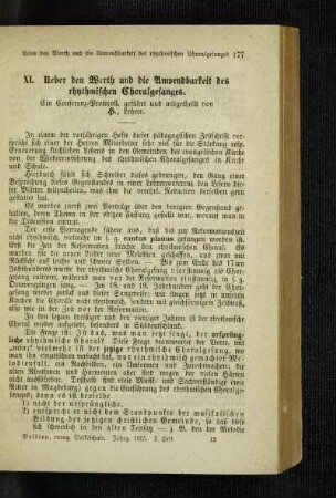Ueber den Werth und die Anwendbarkeit des rhythmischen Choralgesanges : ein Conferenz-Protokoll