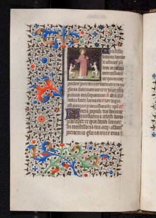 Bordüren-Miniatur-Seite: (Suffragium) heiliger Leonhard