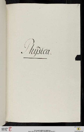 Einleitung des dreizehnten Titulus (der Classis II Philosophica): Physica