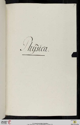 Einleitung des dreizehnten Titulus (der Classis II Philosophica): Physica