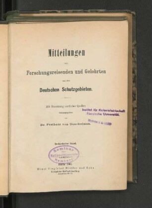 16.1903: Mitteilungen von Forschungsreisenden und Gelehrten aus den deutschen Schutzgebieten : mit Benutzung amtlicher Quellen