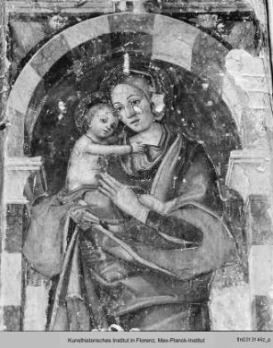 Pfeilerfresken: Madonna mit Kind, die Heiligen Rochus und Erasmus : Madonna mit Kind