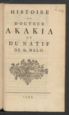 Histoire Du Docteur Akakia Et Du Natif De St. Malo