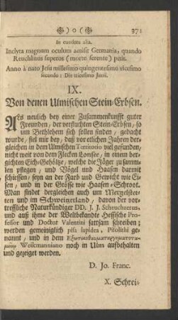 IX. Von denen Ulmischen Stein-Erbsen