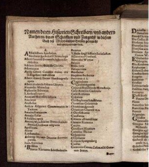 Namen deren HistorienSchreibern/ und andern Authoren/ deren Schrifften und Zeugnüß in diesem Buch deß Westphälischen Creyses gebraucht und angezogen werden
