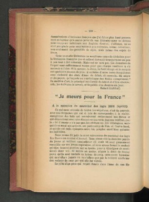 "Je meurs pour la France".