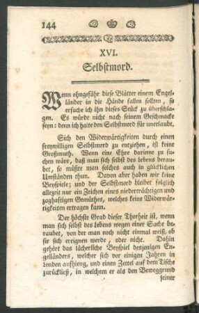 XVI. Selbstmord.
