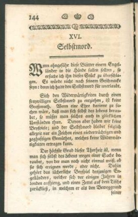 XVI. Selbstmord.