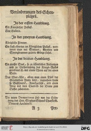 Veränderungen des Schauplatzes