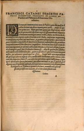 Opera omnia Francisci Catanei Diacetii Patricii Florentini, Philosophi Svmmi