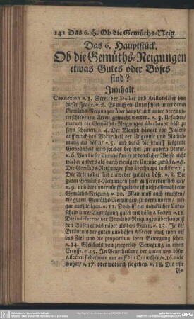 Das 6. Hauptstück. Ob die Gemüths-Neigungen etwas Gutes oder Böses sind?