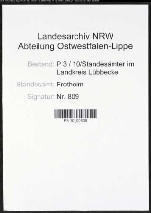 Sterberegister Standesamt Frotheim