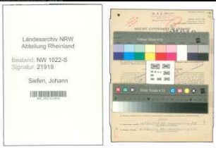 Entnazifizierung Johann Siefen , geb. 16.07.1894 (Werkmeister)