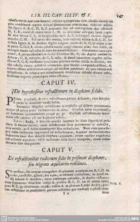 CAPUT IV. De hypothesibus refractionum in diaphano solido.