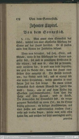 Zehentes Capitel. Von dem Sonnestich