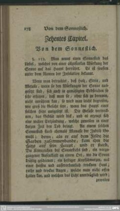 Zehentes Capitel. Von dem Sonnestich
