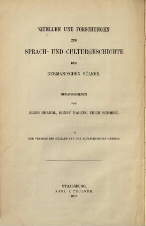 Der Versbau des Heliand und der altsächsischen Genesis