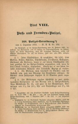 Titel VIII. Paß- und Fremden-Polizei