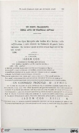 14: Un nuovo frammento degli atti de' fratelli Arvali
