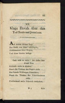 XX. Klage Davids über den Tod Sauls und Jonathans