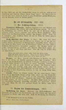 Der erste Befreiungskrieg. 1813 - 1814