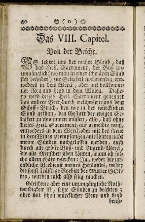 Das VIII. Capitel. Von der Beicht.