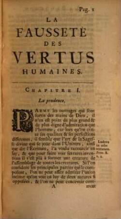 La Fausseté Des Vertus Humaines : Quis enim virtutem amplkectitur ipsam?, 1