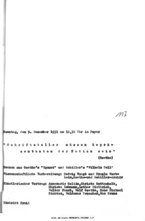 "Schriftsteller müssen Repräsentanten der Nation sein" (Goethe)