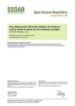 Una observación del orden político de América Latina desde la teoría de los sistemas sociales