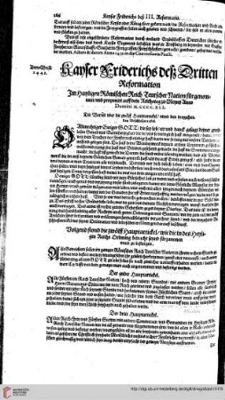 Kayser Friderichs des Dritten Reformation