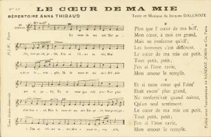 Le coeur de ma mie