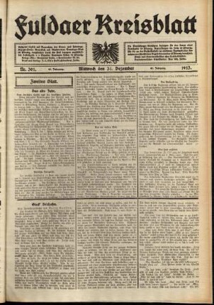 Zweite Ausgabe vom Mittwoch, den 31. Dezember 1913.