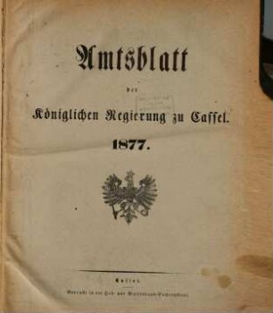 Amtsblatt der Regierung in Kassel. 1877