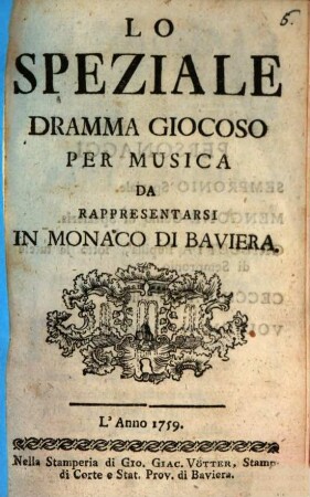 Lo speziale : dramma giocoso per musica