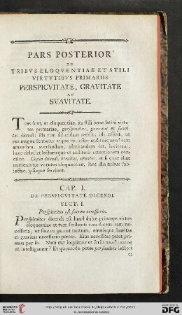 Cap. I: De perspicvitate dicendi