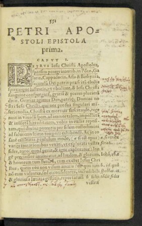 Petri Apostoli Epistola prima.