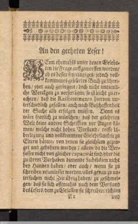 Vorrede. An den geehrten Leser!