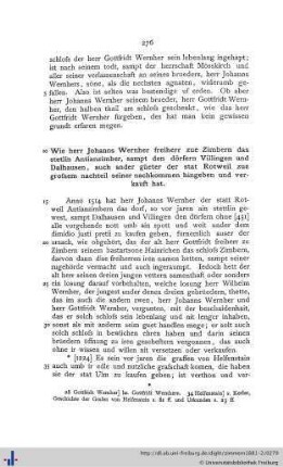 Wie herr Johanns Wernher freiherr zue Zimbern das stetlin Antianzimber, sampt den dörfern Villingen und Dalhausen ... verkauft hat.