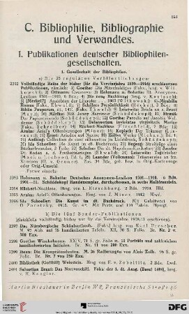 Bibliophilie, Bibliographie und Verwandtes (Nr. 2392-2485)